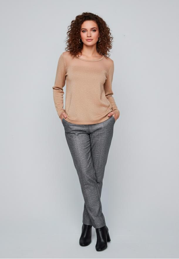 Jersey lurex con transparencia BEIGE