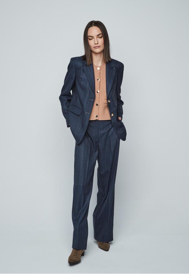 Pantalón raya camel AZUL MARINO