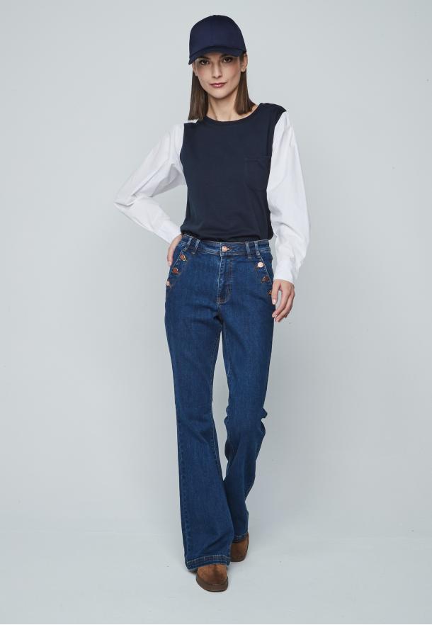 Jeans botones flare DENIM