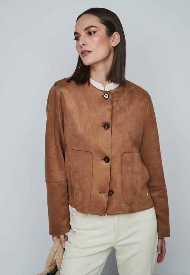 Chaqueta antelina corta CAMEL