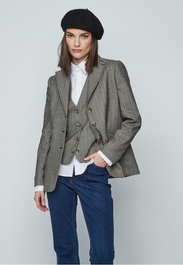 Blazier espiga. Traje NEGRO