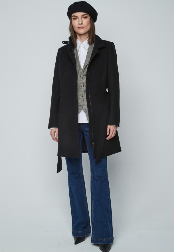 Abrigo corto cinturón NEGRO