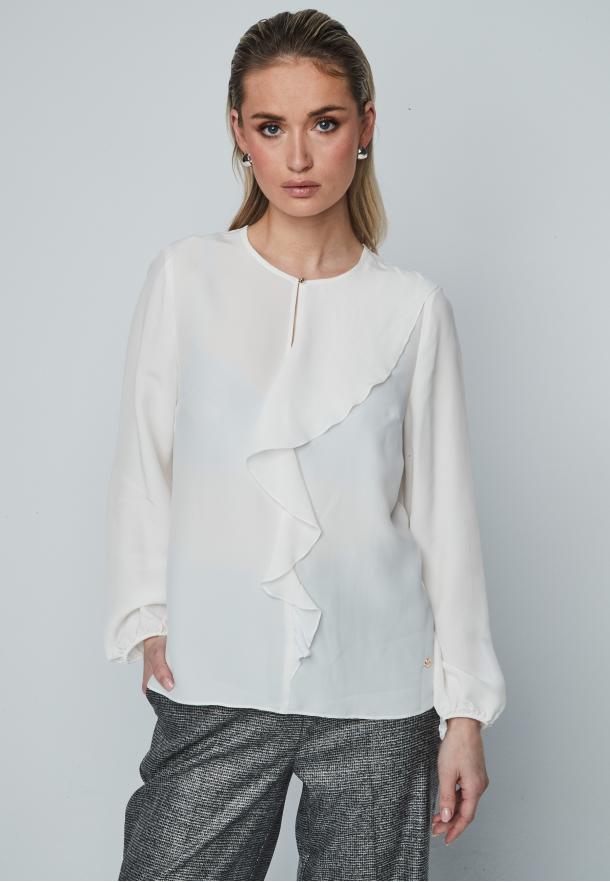 Blusa volante asimétrica BLANCO