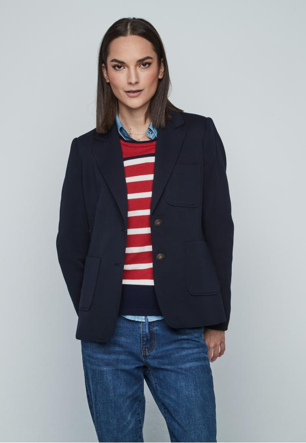 blazier básica piqué. bolsillos plastón AZUL MARINO