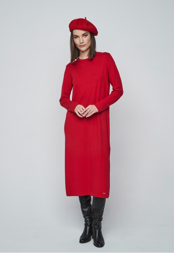 Vestido punto fino botones ROJO
