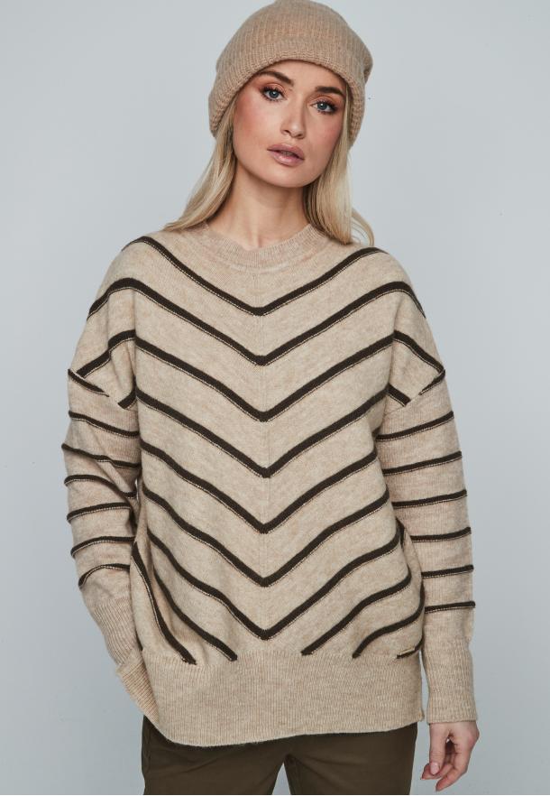 Jersey rayas relieve en espiga BEIGE