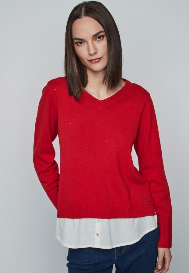 Jersey brillo combi ROJO