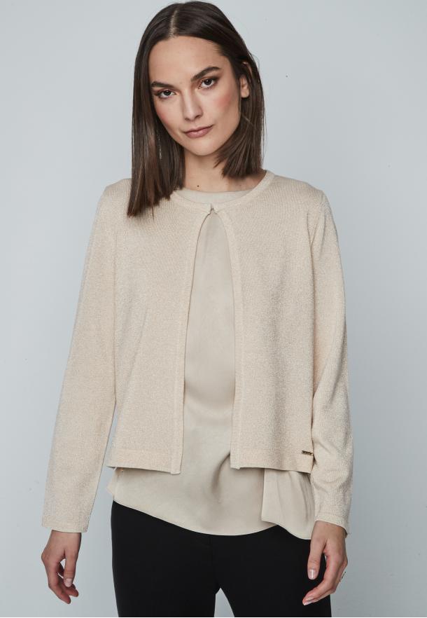 Cárdigan corto lurex BEIGE