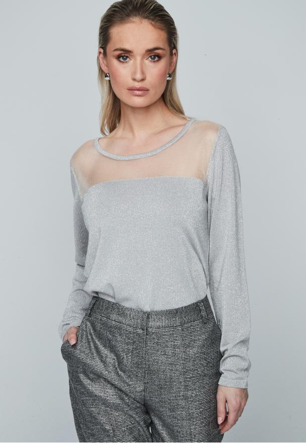 Jersey lurex con transparencia GRIS