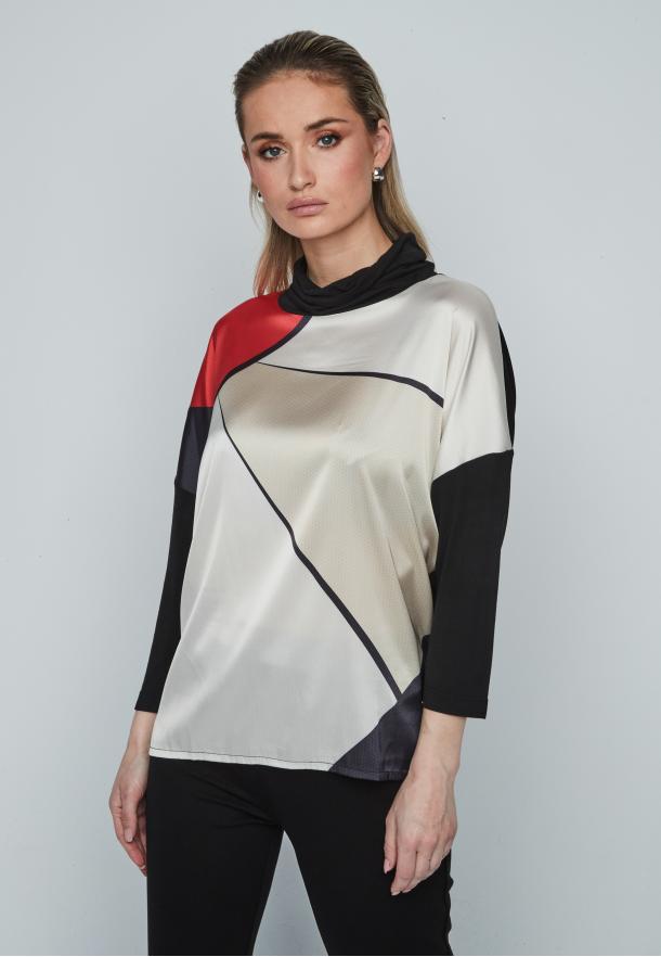 Camiseta sublimada cuello chimenea NEGRO