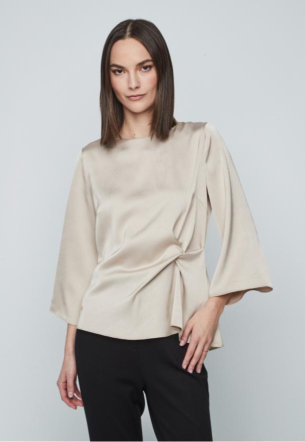 Top asimétrico nudo BEIGE