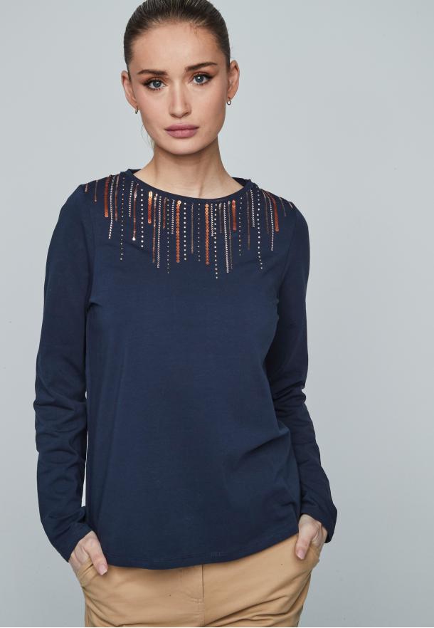 Camiseta lentejuelas AZUL MARINO