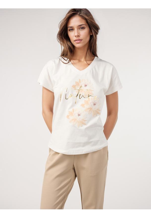 Camiseta estampacion con bordado BLANCO