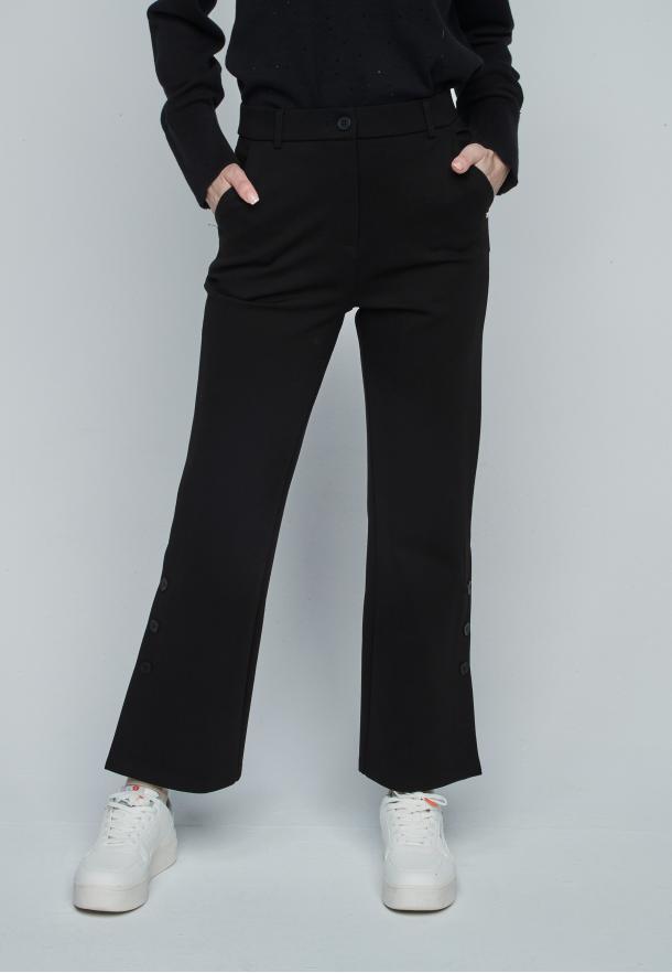 Pantalón experience crop recto botones NEGRO