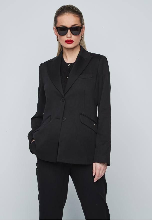 Blazier solapa sastre. traje NEGRO