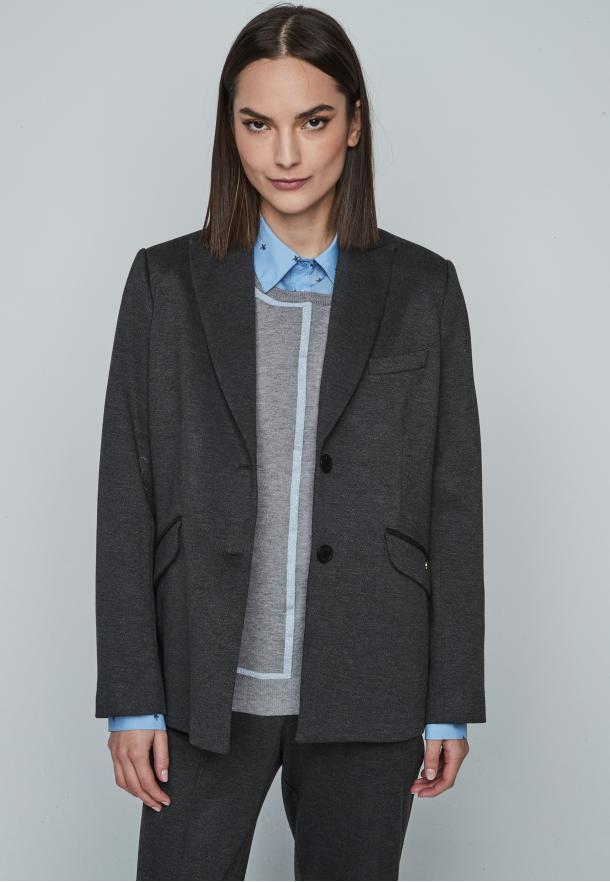 Blazier solapa sastre. traje GRIS