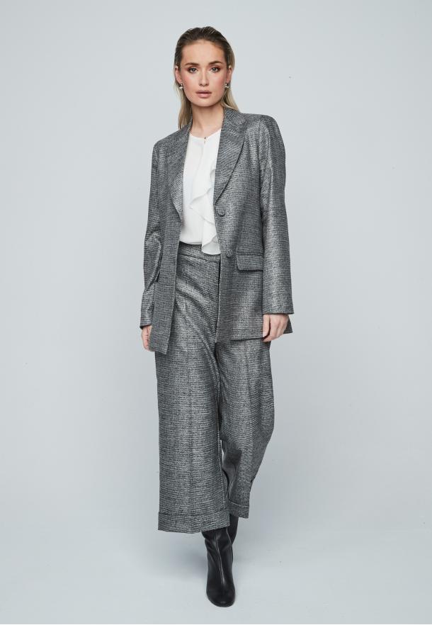 Blazer micro cuadro lurex. Traje NEGRO