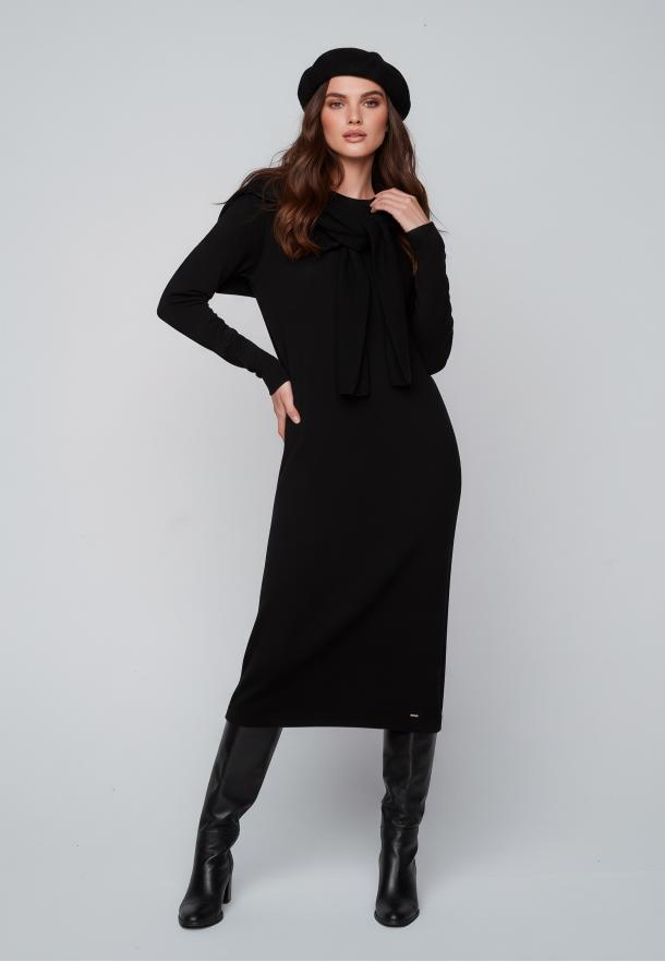 Vestido punto fino botones NEGRO