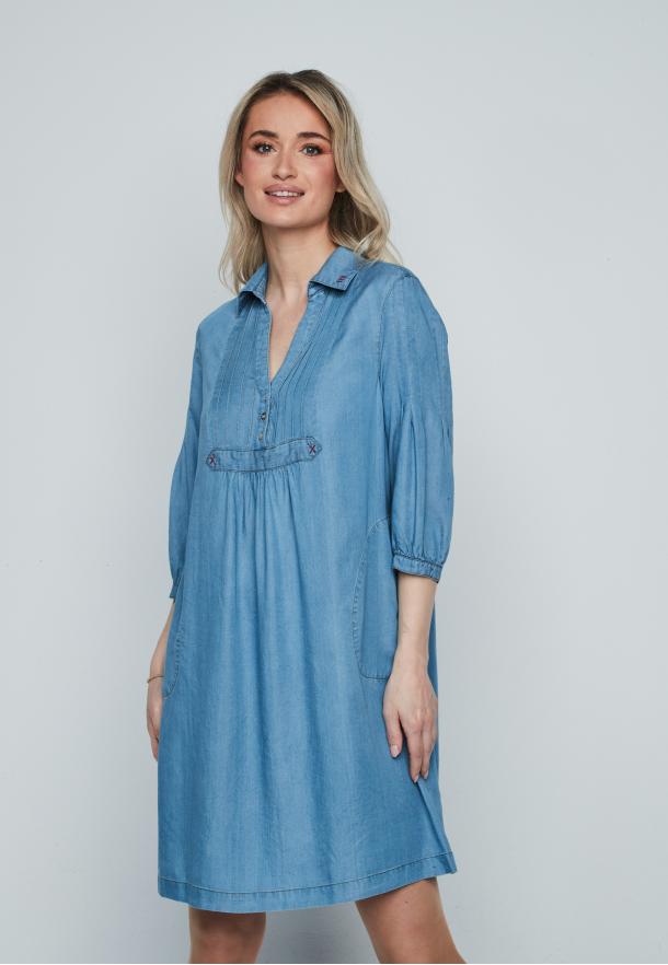 Vestido denim contraste AZUL