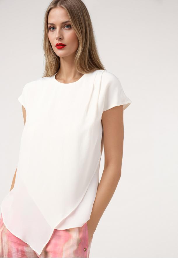 Top hombro drapeado BLANCO