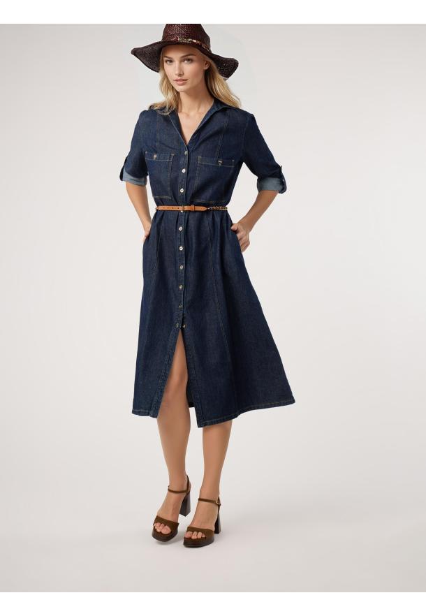 Vestido denim camisero AZUL
