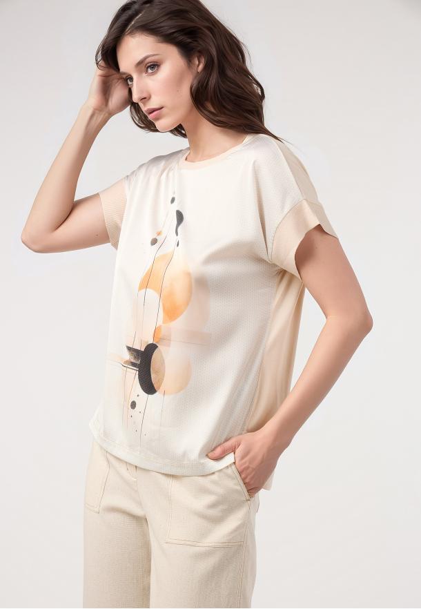 Camiseta sublimada círculos BEIGE