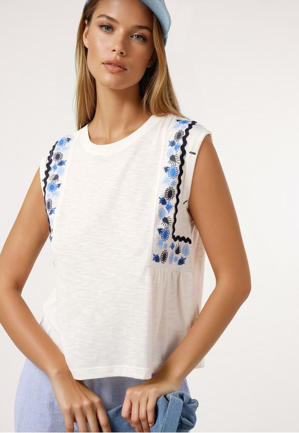 Camiseta flores ondas BLANCO