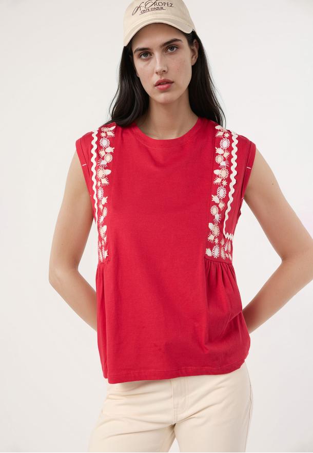 Camiseta flores ondas ROJO