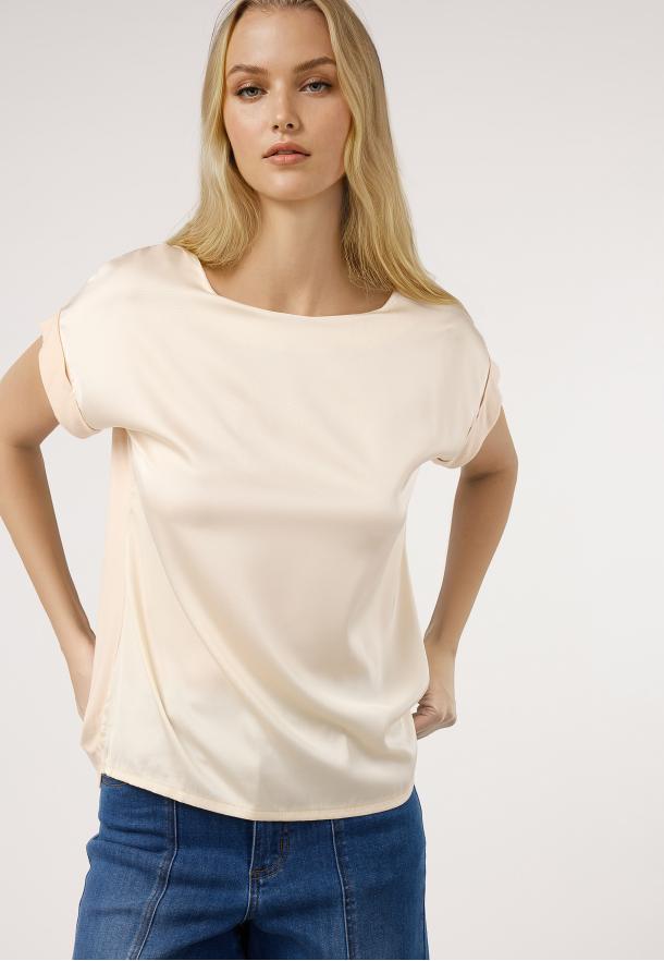 Camiseta lisa 2 tejidos BEIGE