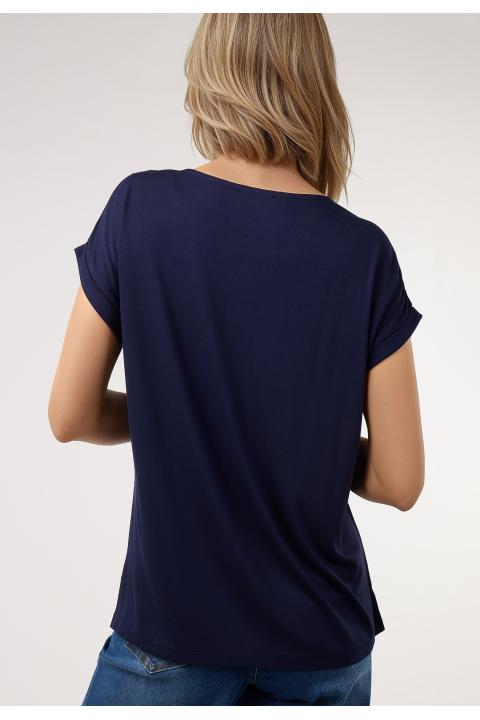 Camiseta lisa 2 tejidos AZUL MARINO