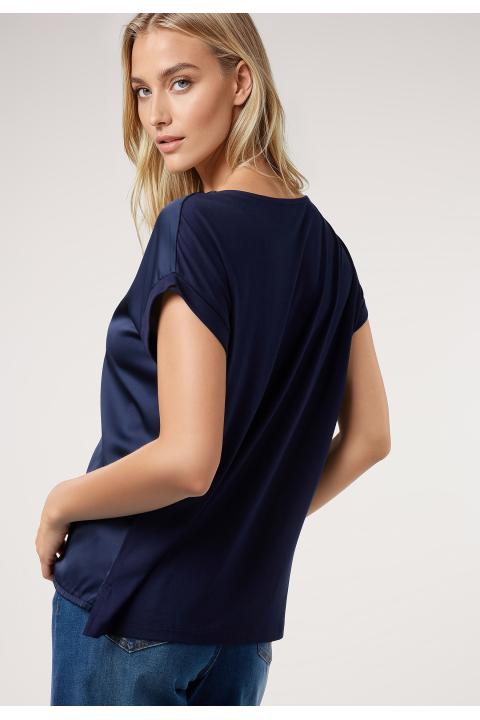 Camiseta lisa 2 tejidos AZUL MARINO