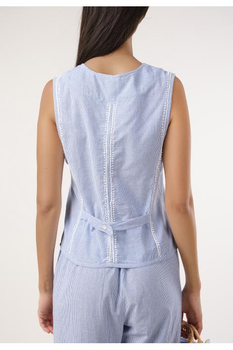 Chaleco raya con bordado AZUL