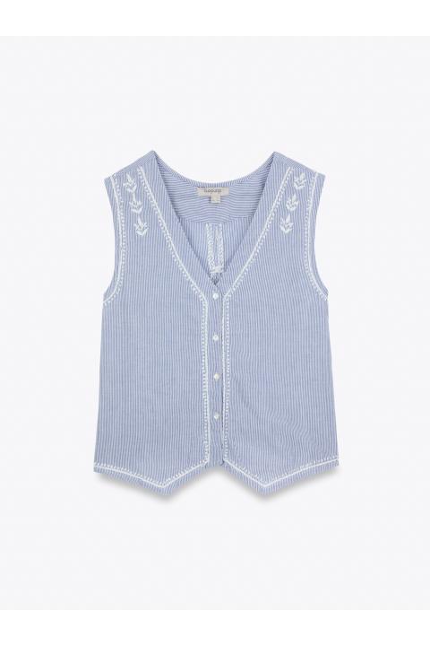Chaleco raya con bordado AZUL