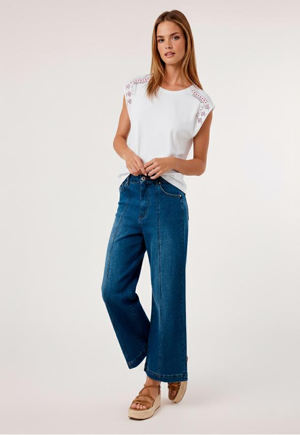 Camiseta piedras hombros BLANCO