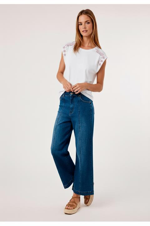 Camiseta piedras hombros BLANCO