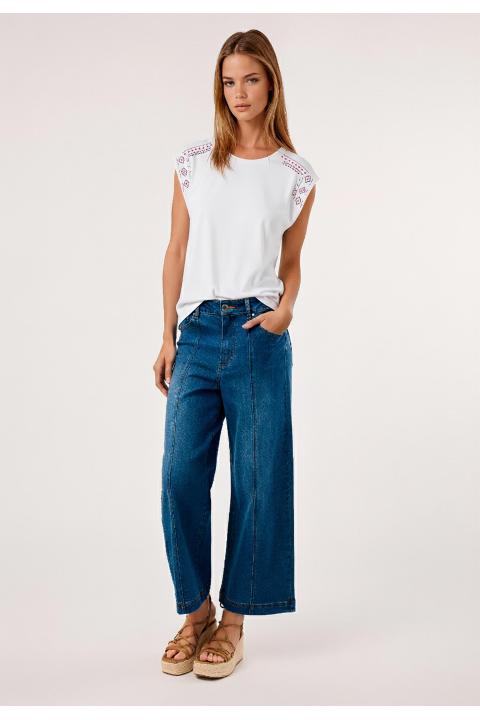 Camiseta piedras hombros BLANCO