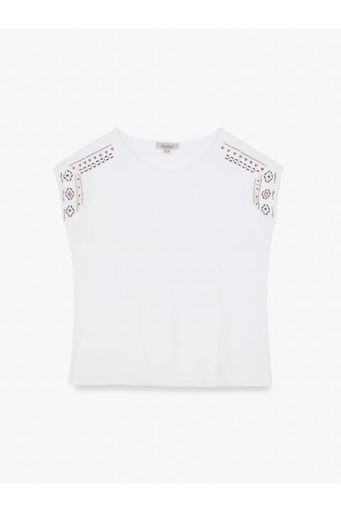 Camiseta piedras hombros BLANCO