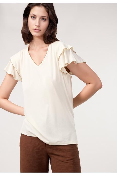 Camiseta volantes puntilla CRUDO