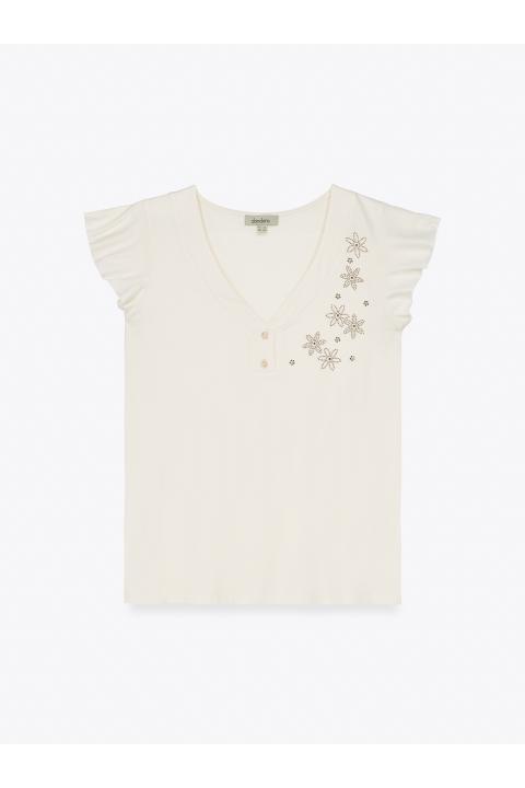 Camiseta botones volante CRUDO