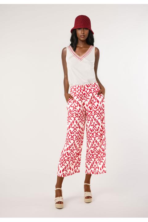 Camiseta bordado escote BLANCO