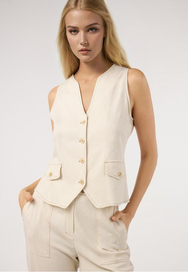 Blusa-chaleco carteras CRUDO