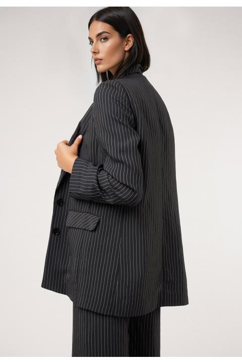 Blazer rayas.Traje NEGRO