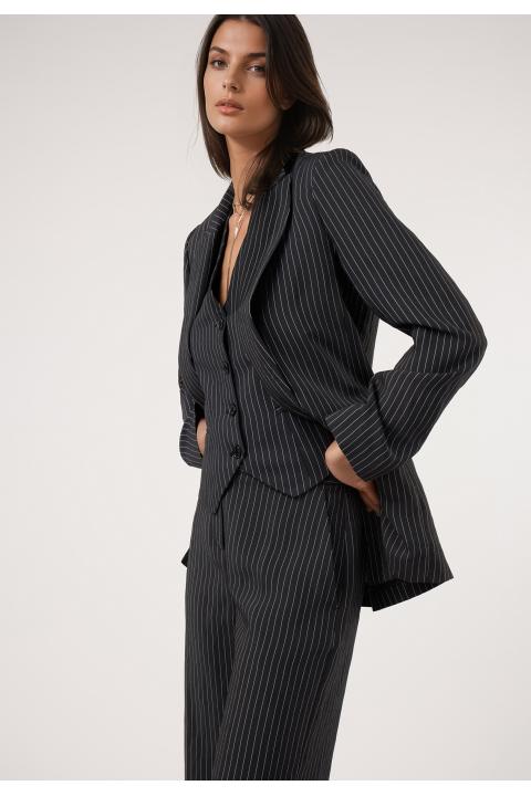 Blazer rayas.Traje NEGRO