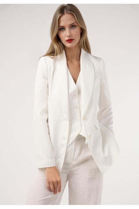 Blazer rayas.Traje BLANCO