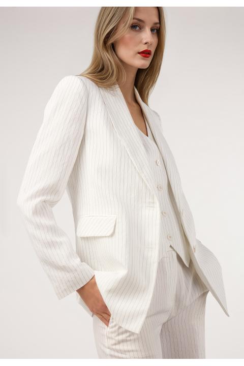 Blazer rayas.Traje BLANCO