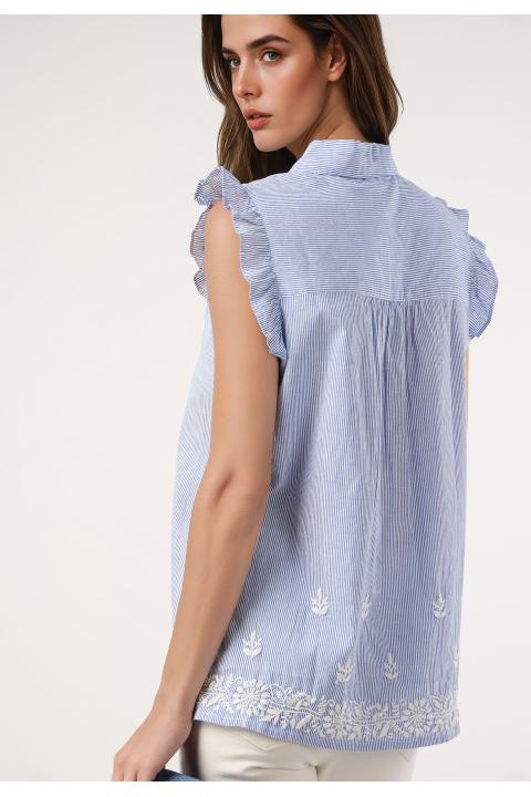 Blusa raya con bordado AZUL