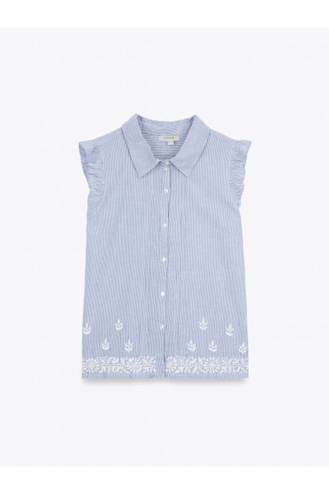 Blusa raya con bordado AZUL