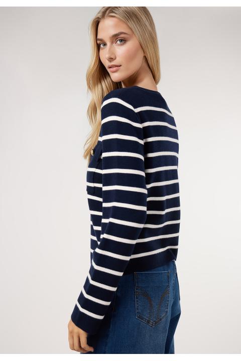 Chaqueta punto rayas AZUL MARINO