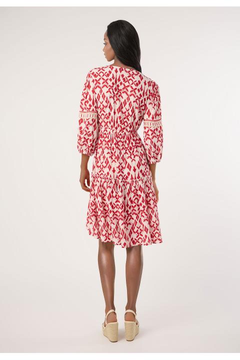 Vestido estampado bordados ROJO