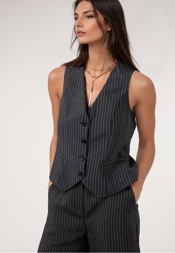 Chaleco rayas.Traje NEGRO
